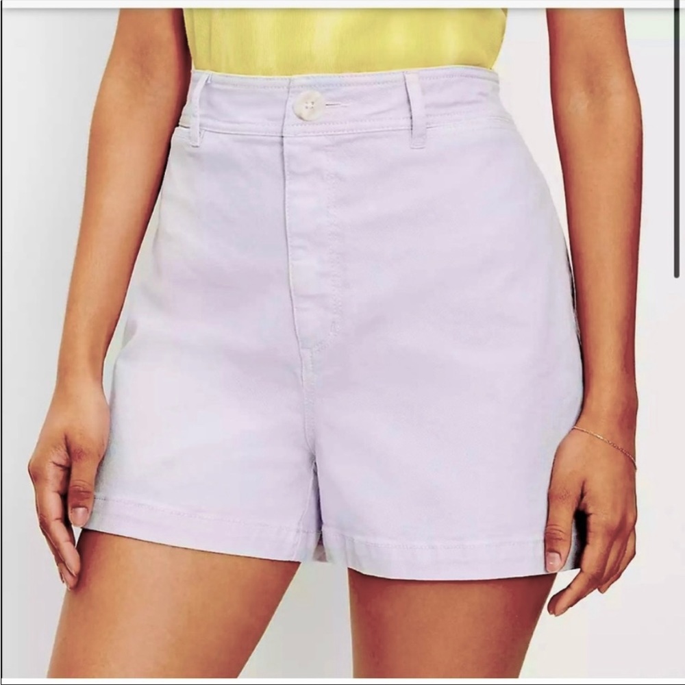 LOFT High Wasted Ultra High Rise Relaxed Fit Boxy Mom Lialic Lavendar Shorts